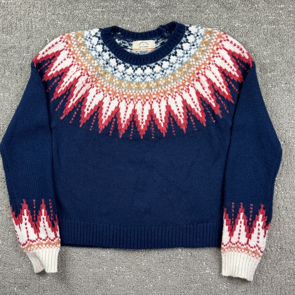 Marine Layer x Lost & Found Fair Isle Sweater Womens S Merino Wool Alpaca Mohair